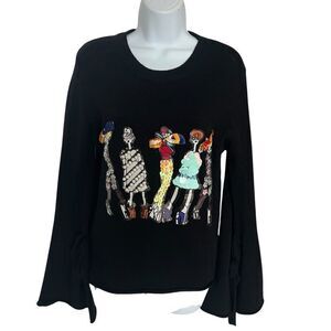 Coco + Carmen Black Graphic Sweater S/M